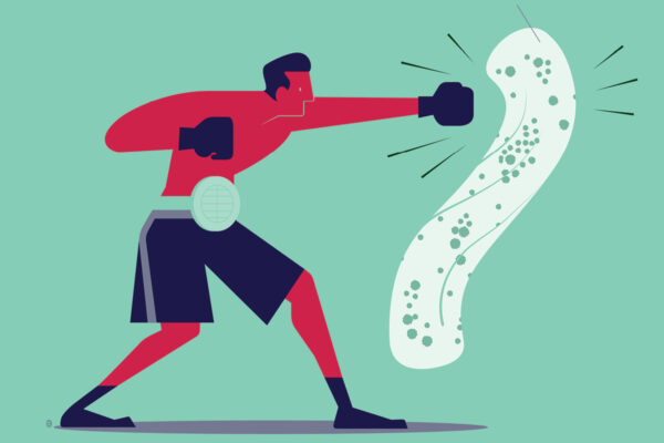 A cartoon of a boxer punching a tuberculosis germ